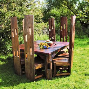 Fence Post Back Dining Table and Chairs